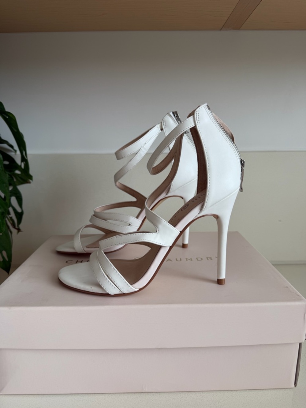Chinese Laundry White Strappy Stiletto Heels